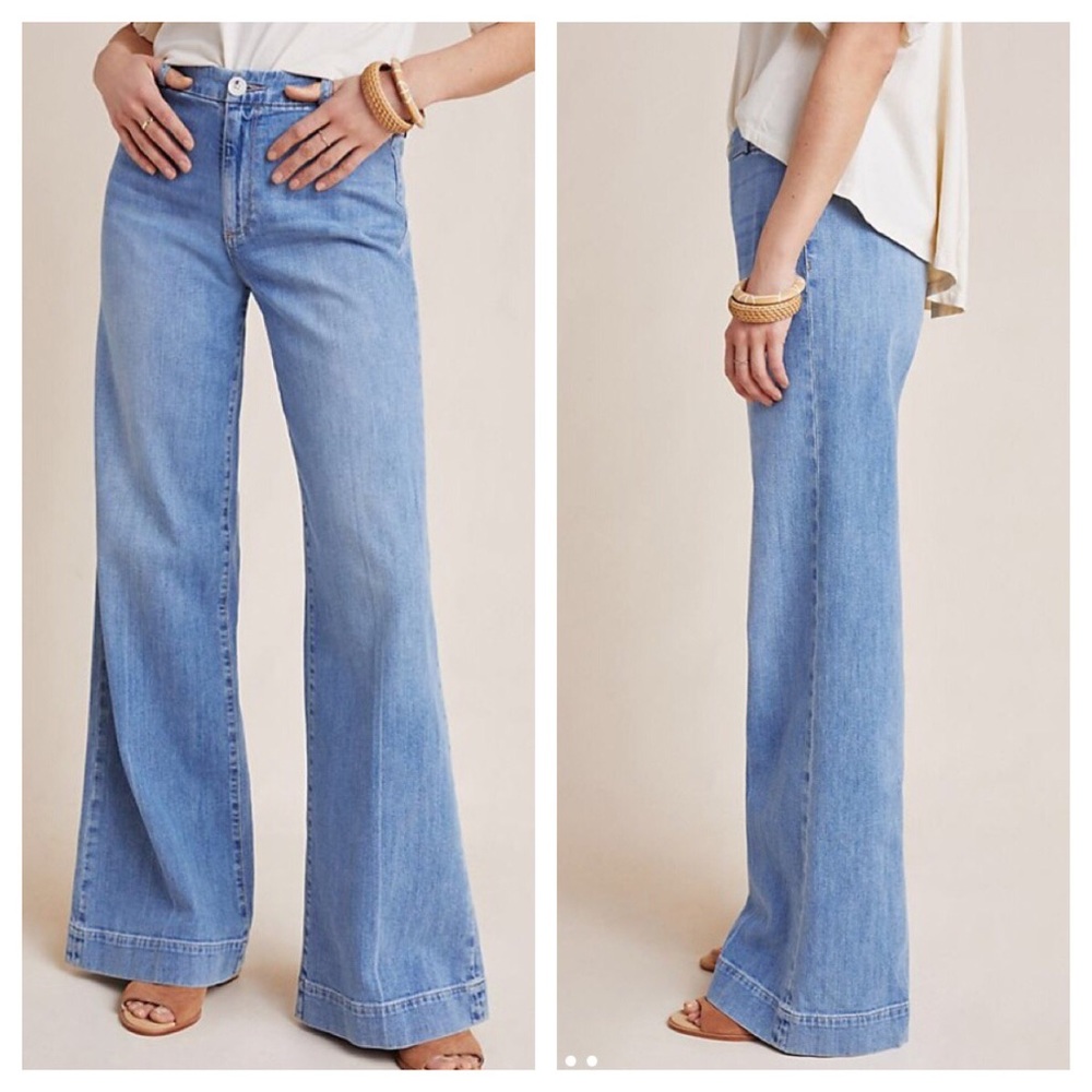 Paige Sutton Wide-Leg High-Rise Remedy Jeans Sz 32
